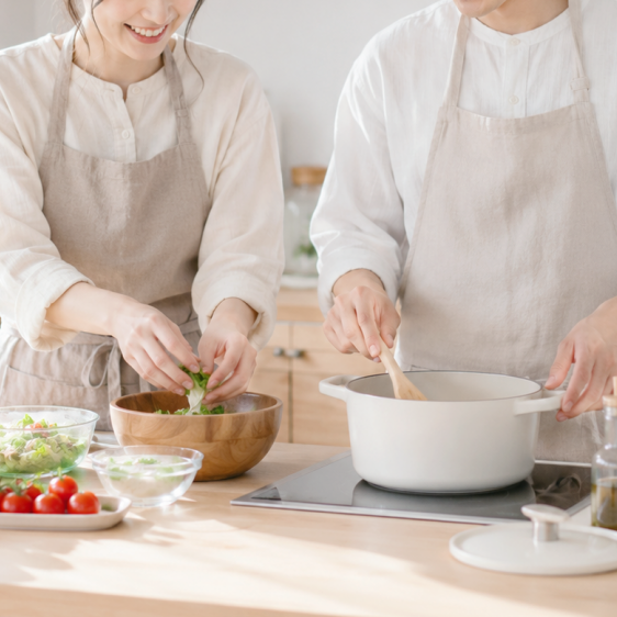 Cooking together scene